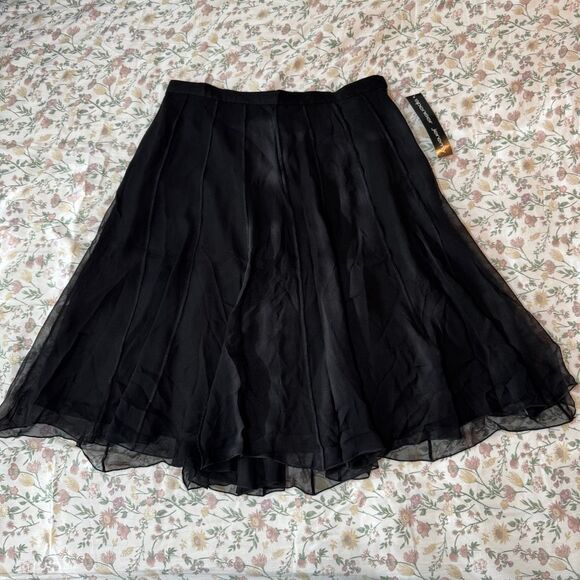 NWT Vintage Spenser Jeremy Black Silk Chiffon Skirt 10 - Picture 1 of 5